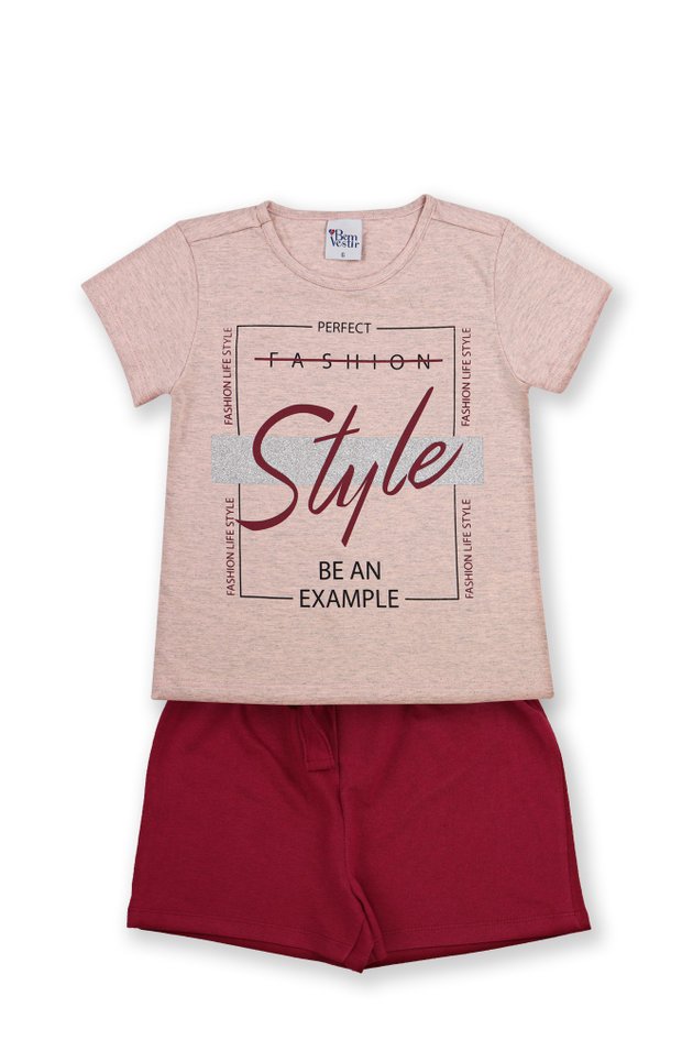 1 2359 conjunto infantil menina em meia malha bem vestir conjunto