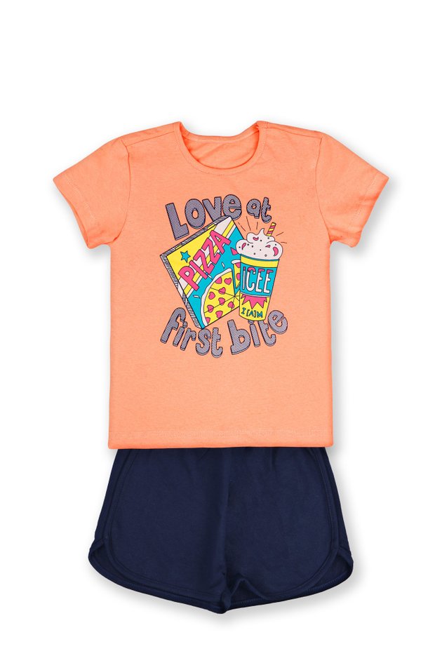 1 2416 conjunto infantil menina blusa e short bem vestir