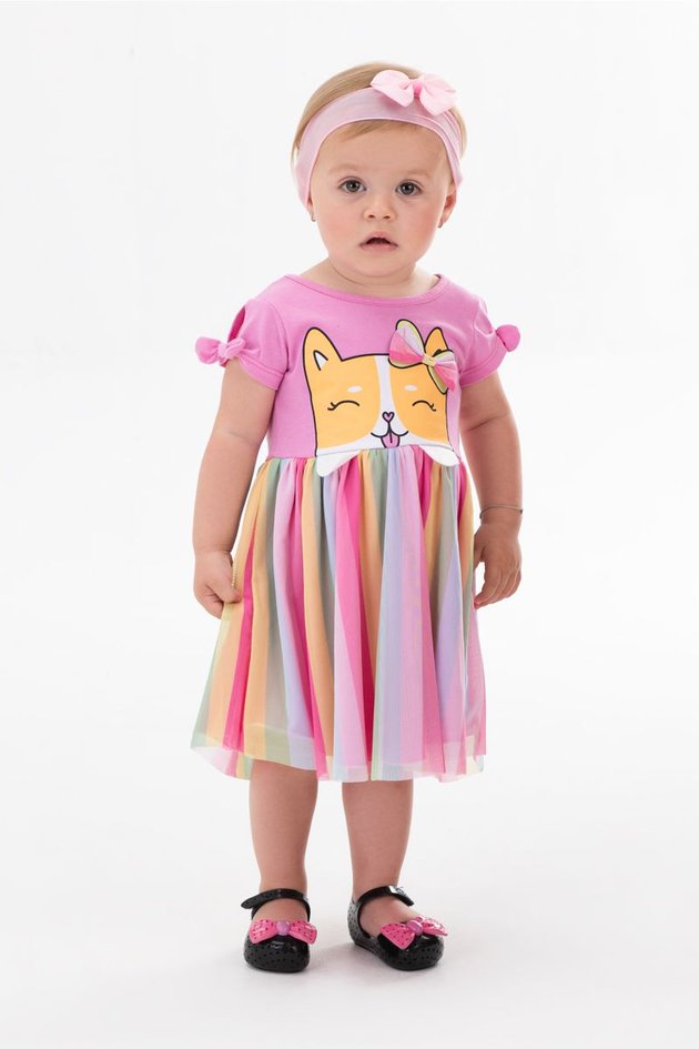 16 0032 vestido bebe menina em meia malha e tule bem vestir e 203