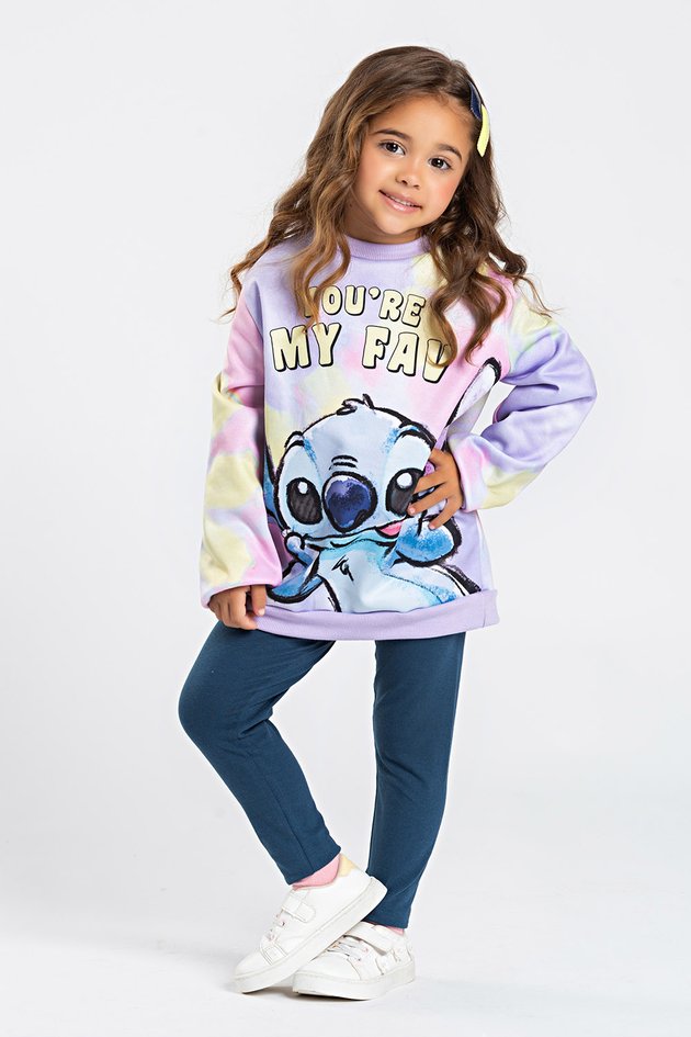 Casaco Infantil Feminino Moletom Lilás Stitch Disney®
