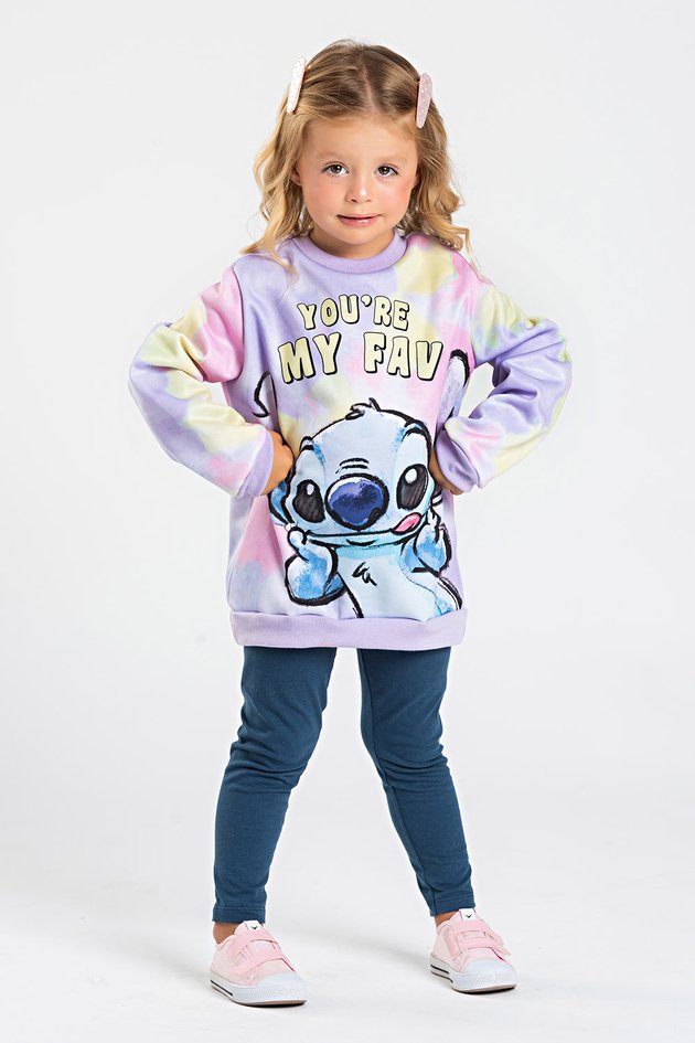 Casaco Infantil Feminino Moletom Lilás Stitch Disney®