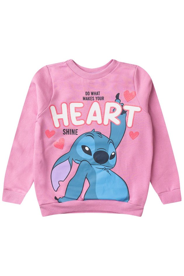 Casaco Moletom Infantil Feminino Stitch Rosa