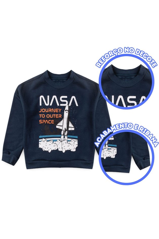Casaco Moletom Moletom Masculino Nasa Casaco Infantil Masculino Em